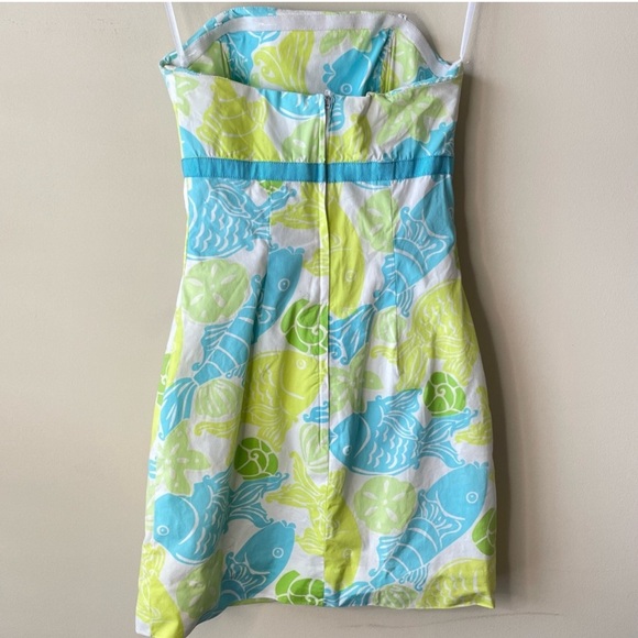 Vintage White Tag Lilly Pulitzer, “Clearwater” print strapless dress, size 0 - Picture 9 of 10